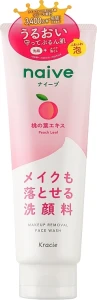 Пенка для умывания и удаления макияжа с экстрактом листьев персикового дерева - Kracie Naive Peach Leaf Face Wash, 200 г