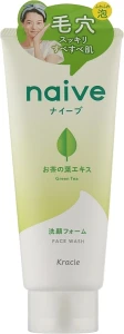 Очищающая пенка для лица с экстрактом зеленого чая - Kracie Naive Facial Cleansing Foam Green Tea, 130 г