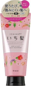 Маска для надання об'єму пошкодженому волоссю з ароматом гранату - Kracie Ichikami Airy & Silky Hair Treatment, 180 мл