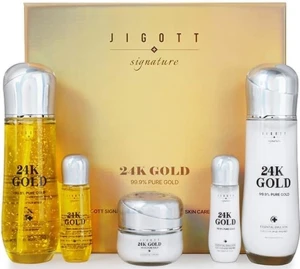 Набор с частицами золота для ухода за кожей - Jigott Jigott Signature 24k Gold Essential Skin Care 3set, 5 продуктов