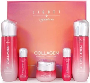 Набор c коллагеном для ухода за кожей - Jigott Signature Collagen Essential Skin Care 3Set, 5 продуктов