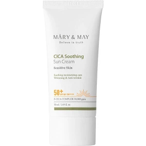 Легкий, заспокійливий сонцезахисний крем з центелою - Mary & May CICA Soothing Sun Cream SPF50+ PA++++, 50 мл