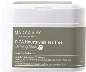 Тканинні маски із заспокійливою дією - Mary & May CICA Houttuynia Tea Tree Calming Mask, 30 шт