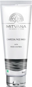 Засіб для вмивання з деревним вугіллям - Mitvana Charcoal Face Wash with Rose & Nutmeg, 50 мл