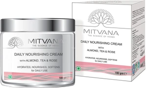 Живильний крем для обличчя - Mitvana Daily Nourishing Cream with Almond,Tea & Rose, 100 мл