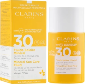 Сонцезахисний флюїд для обличчя - Clarins Fluide Solaire Mineral Visage SPF 30, 30 мл