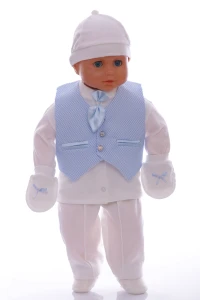 PonPon Baby Набор в коробке 6 в 1 с галстуком голубой, 62
