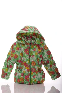 BABYKROHA Куртка на флисе для девочки Babykroha с цветами Под Резинку зеленая , 116