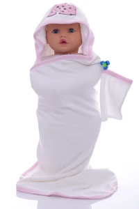 Puken Baby Полотенце махра с рукавичкой "В" 80*75 см, 0м+