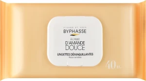 Серветки для обличчя очищуючі для чутливої ​​шкіри - Byphasse Make-up Remover Wipes Sweet Almond Oil Sensitive Skin, 40 шт