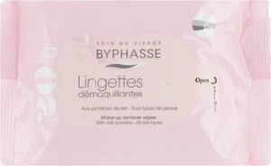Серветки для обличчя очищуючі - Byphasse Make-up Remover Wipes Milk Proteins All Skin Types, 20 шт
