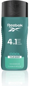 Гель для душа 4в1 для мужчин - Reebok Cool Your Body Hair & Body Shower Gel, 250 мл