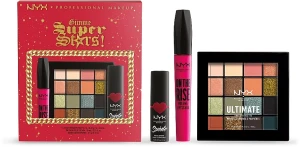 NYX Professional Makeup Gimme Superstars! (mascara/10ml + lipstick/3.5g + eye/palette/13.28g) Набор для макияжа