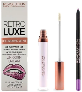 Makeup Revolution Retro Luxe Holographic (lip/liner/1g + lipstick/5,5ml) Набор