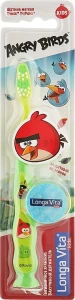 Longa Vita Зубная щетка "Angry Birds" с колпачком, зеленая