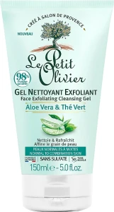 Le Petit Olivier Отшелушивающий гель для лица "Алоэ и зеленый чай" Cleansing Exfoliating Gel