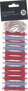 Lussoni Бігуді для волосся O11x70 мм, червоно-блакитні Cold-Wave Rods With Rubber Band