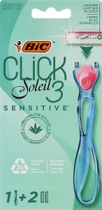 BIC Жіноча бритва з 2 змінними касетами Click 3 Soleil Sensitive