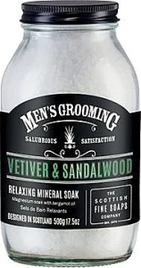 Scottish Fine Soaps Соль для ванн в банке "Ветивер и сандал" Mens Grooming Vetiver & Sandalwood Relaxing Mineral Soak