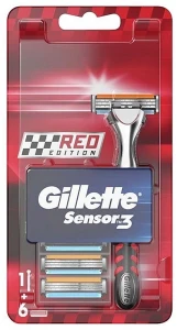 Gillette Бритва з 6 змінними касетами Sensor3 Red Edition