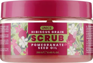 Солевой скраб для тела с маслом гранатовых косточек и гибискусом - Unice Body Scrub, 250g