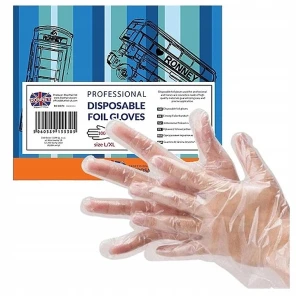Ronney Professional Одноразовые перчатки, прозрачные, размер L/XL, 100 шт. Disposable Foil Gloves