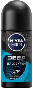 Nivea Дезодорант кульковий для чоловіків MEN Deep Black Carbon Beat Anti-Perspirant Roll-On