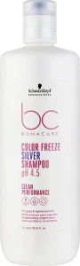 Schwarzkopf Professional Шампунь для сивого та освітленого волосся Bonacure Color Freeze Silver Shampoo pH 4.5