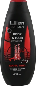 Lilien Чоловічий шампунь-гель для душу For Men Body & Hair Dark Red Shower & Shampoo