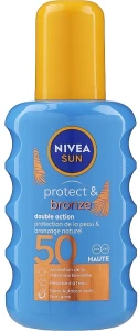 Nivea Сонцезахисний спрей для засмаги Sun Protect & Bronze SPF50 Double Action Spray