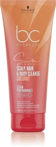 Schwarzkopf Professional Шампунь для кожи головы, волос и тела Bonacure Sun Protect 3-In-1 Scalp, Hair & Body Cleanse Coconut