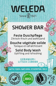 Weleda Жесткий арома-бар для душа "Герань и Литсеа Кубеба" Shower Bar Solid Body Wash Geranium+Litsea Cubeba