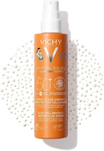 Vichy Сонцезахисний водостійкий спрей-флюїд для чутливої шкіри дітей, SPF50+ Capital Soleil Kids Cell Protect Water Fluid Spray