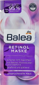 Balea Увлажняющая маска для лица с ретинолом Face Mask Retinol
