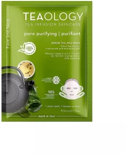 Teaology Маска для лица Green Tea Niacinamide & Aha Exfoliating Neck & Face Mask