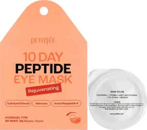 PETITFEE & KOELF Гідрогелеві патчі для області навколо очей "Омолоджувальні" Petitfee 10 Days Peptide Eye Mask