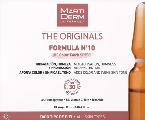 MartiDerm Антивозрастные ампулы для лица Originals Formula №10 HD Color Touch SPF30
