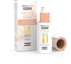 Isdin FotoUltra Age Repair Color SPF50 Тональний сонцезахисний крем для обличчя з потрійною дією проти фотостаріння