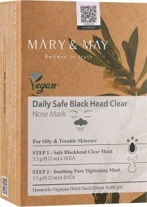 Mary & May Щоденна маска для носа для захисту від чорних цяток Daily Safe Black Head Clear Nose Pack Set