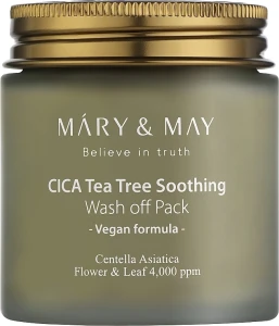 Заспокійлива очищувальна маска для обличчя - Mary & May Cica Tea Tree Soothing Wash Off Pack, 125 г