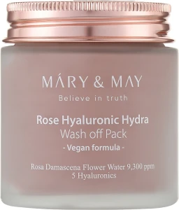 Очищувальна маска з екстрактом троянди та гіалуроновою кислотою - Mary & May Rose Hyaluronic Hydra Wash Off Pack, 125 г