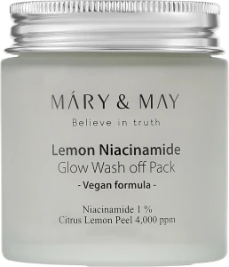 Очищувальна маска для вирівнювання тону шкіри з ніацинамідом - Mary & May Lemon Niacinamide Glow Wash Off Pack, 125 г