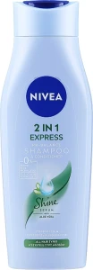 Nivea Шампунь-кондиціонер 2в1 для блиску волосся з алое вера 2in1 Express Shine Serum Aloe Vera Shampoo & Conditioner