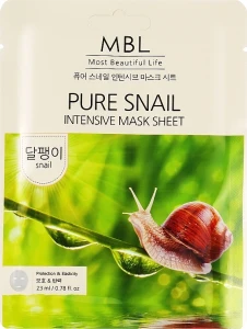 MBL Зволожувальна тканинна маска для обличчя з муцином равлика Pure Snail Intensive Mask Sheet