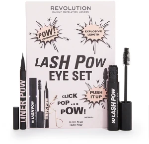 Makeup Revolution Lash Pow Eye Duo Gift Set (eyelash curler/1pc + mascara/12.2ml + eyeliner/3ml) Набор