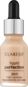 Claresa Liquid Perfection 2in1 High Coverage Foundation&Concealer Консилер і база під макіяж 2 в 1
