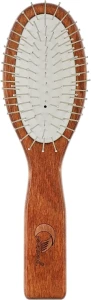 Gorgol Расческа для волос на резиновой подушке с металлическими зубчиками, 7 рядов, прямая, овальная, темная