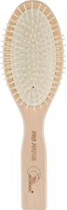 Gorgol Расческа для волос на резиновой подушке с пластиковыми зубчиками, 11 рядов, прямая, светлая