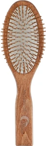 Gorgol Расческа для волос на резиновой подушке с пластиковыми зубчиками, 11 рядов, овальная, прямая, темная