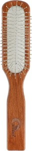Gorgol Расческа для волос на резиновой подушке с металлическими зубчиками, 7 рядов, прямая, темная
